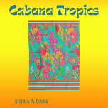 Linge De Cuisine Florales tropicales Turquoise, Orange, Jaune avec<br><div class="desc">Flore tropicale Turquoise,  orange,  jaune avec garniture en Turquoise et orange. Diverses serviettes à thème tropical sont disponibles au Cabana Tropical. Un excellent moyen de changer la saison dans votre maison ou chalet.</div>