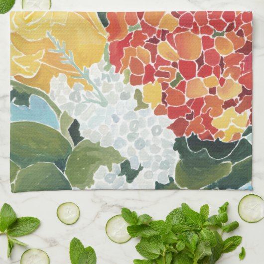 Linge De Cuisine Florals II de minuit (Plié)