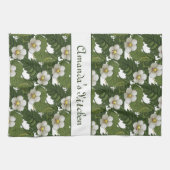 Linge De Cuisine Flore blanche personnalisée (Horizontal)