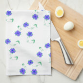 Linge De Cuisine Flore bleu mauve (Quart Plié)