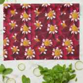 Linge De Cuisine Flore de fleurs de Dahlia rouge (Plié)