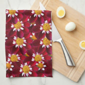 Linge De Cuisine Flore de fleurs de Dahlia rouge (Quart Plié)
