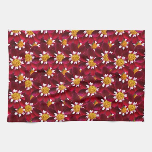 Linge De Cuisine Flore de fleurs de Dahlia rouge (Horizontal)