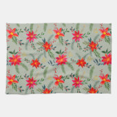 Linge De Cuisine Flore de Noël Rouge Poinsettia (Horizontal)