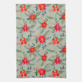 Linge De Cuisine Flore de Noël Rouge Poinsettia (Vertical)