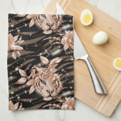 Linge De Cuisine Flore de tigre d'or Rose noir (Quart Plié)