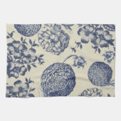 Linge De Cuisine Flore d'impression florale de fleurs bleues antiqu (Horizontal)