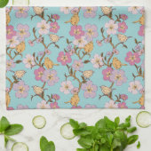 Linge De Cuisine Flore et Oiseaux de traînée en Whimsical - Turquoi (Plié)