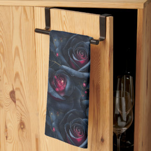 Linge De Cuisine Flore foncé Motif sans couture - Roses noirs et ru