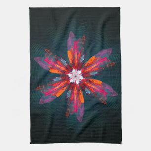 Linge De Cuisine Flore Mandala Flowers Orange Red Blue Abstract