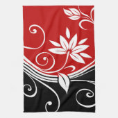 Linge De Cuisine Flore rouge blanc et noire (Vertical)