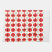 Linge De Cuisine Flore rouge orange (Horizontal)