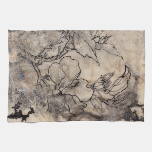 Linge De Cuisine Flore tatouée I (Horizontal)