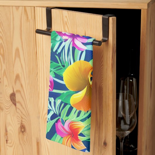 Linge De Cuisine Flore Tropicale Exotique Et Téméraire (Pliage en tiers)