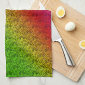 Linge De Cuisine Flore vert rouge arc-en-ciel dégradé Mélange diago (Quart Plié)