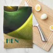 Linge De Cuisine Flore verte Florale moderne Art Abstrait Motif #23 (Quart Plié)