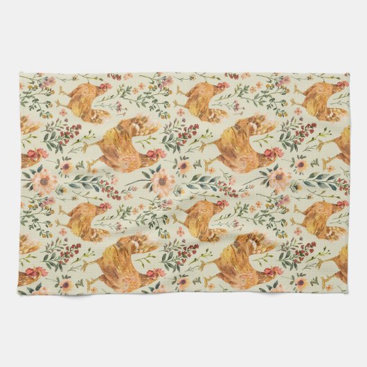 Linge De Cuisine Flores de poulets de ferme (Horizontal)