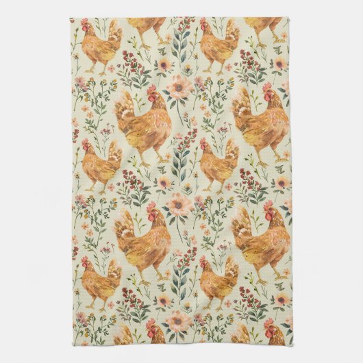 Linge De Cuisine Flores de poulets de ferme (Vertical)