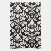 Linge De Cuisine Flourissant Damask Art I Cream sur Black (Vertical)