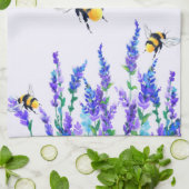 Linge De Cuisine Flowers and Bees Flying Kitchen Towel (Plié)