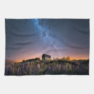 Linge De Cuisine Flowers (homonymie) Lupines Blooming Lake Tekapo