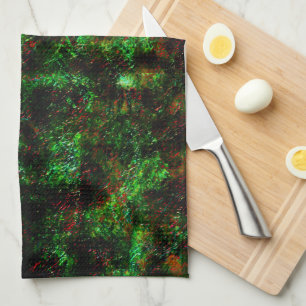Linge De Cuisine Fluctuation des taches sombres sur le vert foncé
