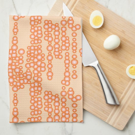 Linge De Cuisine Flux de bulles, pêche (Quart Plié)