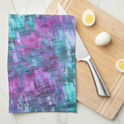 Linge De Cuisine flux numérique digihatch - sarcelle et violet : (Quart Plié)