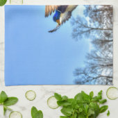 Linge De Cuisine Flying Mallard Duck Drake Wildlife Photo (Plié)