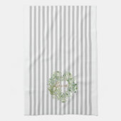 Linge De Cuisine Foliage rayé gris Amour du coeur (Vertical)