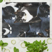 Linge De Cuisine Folie blanche noire de chat (Plié)