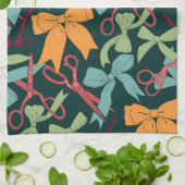 Linge De Cuisine Folk Art Vacances Vaches et ciseaux Or de Noël (Plié)