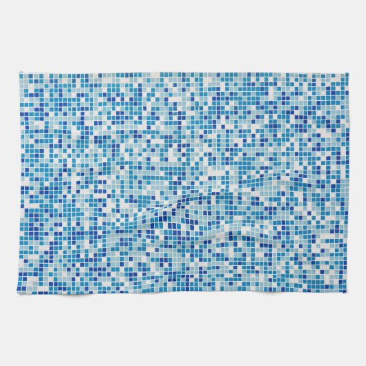 Linge De Cuisine Fond de carreaux bleus (Horizontal)