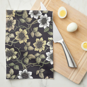 Linge De Cuisine Fond floral d'anémone texturé vintage