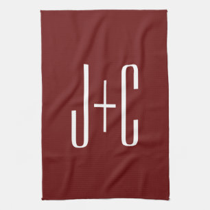 Linge De Cuisine Fond rouge Bourgogne modifiable et texte blanc