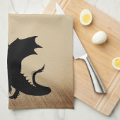 Linge De Cuisine Fond rustique Dragon Noir (Quart Plié)