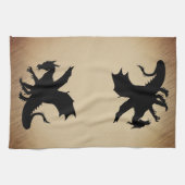 Linge De Cuisine Fond rustique Dragon Noir (Horizontal)