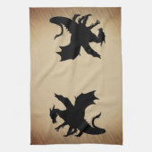 Linge De Cuisine Fond rustique Dragon Noir (Vertical)