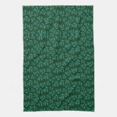 Linge De Cuisine Fond vert foncé avec feuilles botaniques sarcelle (Vertical)