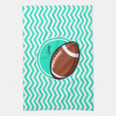 Linge De Cuisine Football ; Aqua Green Chevron (Vertical)
