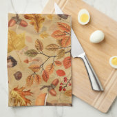 Linge De Cuisine Forêt automnale sur ocre (Quart Plié)
