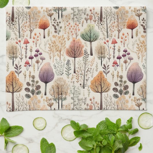 Linge De Cuisine Forêt d'aquarelle en bois de Whimsland (Plié)