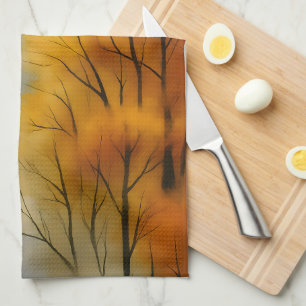 Linge De Cuisine Forêt d'automne rustique - Aquarelle d'automne