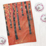Linge De Cuisine Forêt de Birch Tree<br><div class="desc">Un paysage moderne peint d'un bouleau ou d'une forêt de trembles dans les tons riches de rouge,  orange et jaune. Art original de Nic Squirrell.</div>