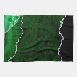 Linge De Cuisine Forêt de luxe verte Marbre Chic Paillettes d'argen