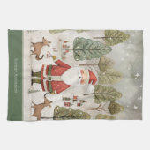 Linge De Cuisine Forêt de Noël scandinave avec père Noël (Horizontal)