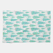 Linge De Cuisine Forêt de sapins de Noël Pastel (Horizontal)