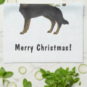 Linge De Cuisine Forêt d'hiver Bi-Noir Allemand Berger Avec Texte (Plié)