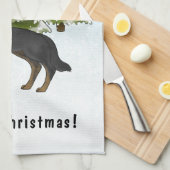 Linge De Cuisine Forêt d'hiver Bi-Noir Allemand Berger Avec Texte (Quart Plié)