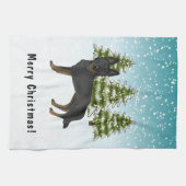 Linge De Cuisine Forêt d'hiver Bi-Noir Allemand Berger Avec Texte (Horizontal)